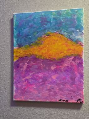 Vibrant Pink Abstract Landscape Canvas Art - Signed by Artist
